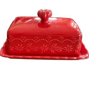 Pioneer Woman Butter Dish Red